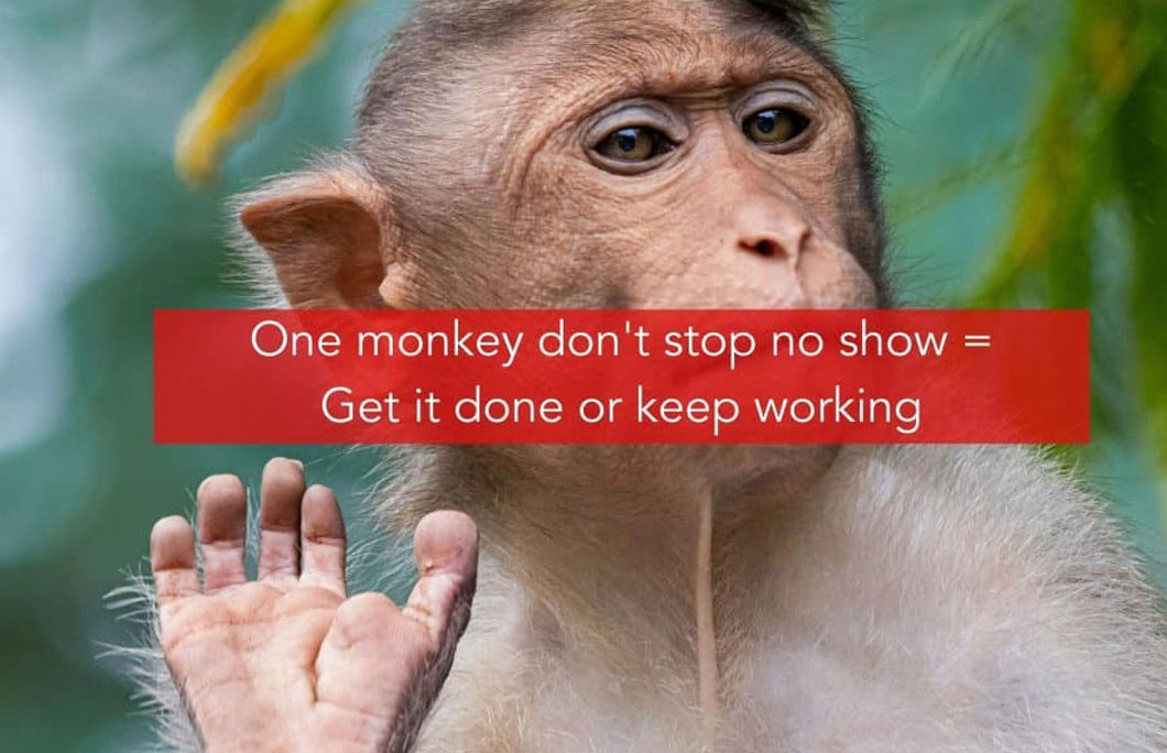 One monkey don’t stop no show = Get it done or keep working
