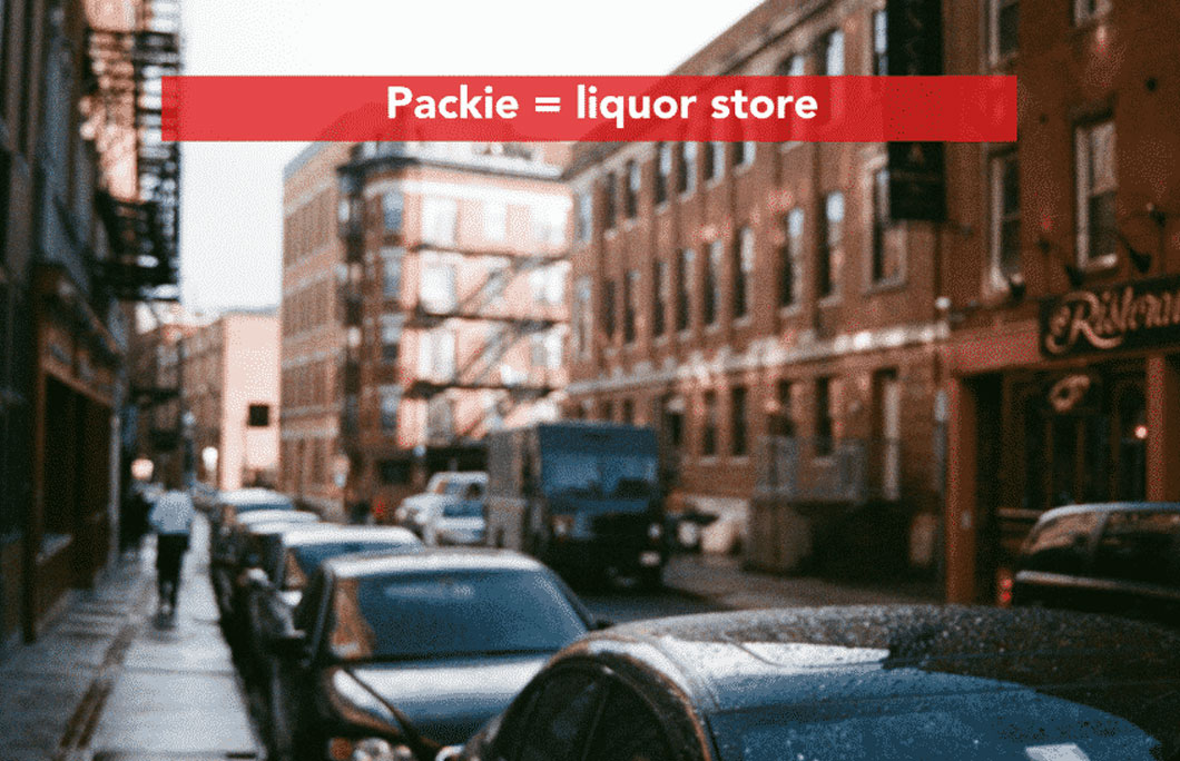 Packie = liquor store