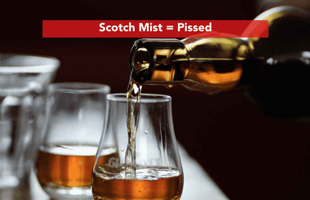 “Scotch Mist” = Pissed