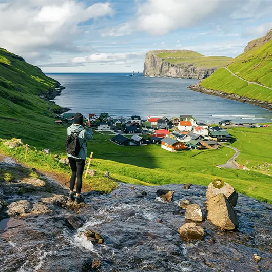 The idyllic village of Tjornuvik in the Faroe Islands