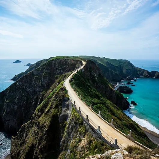 La Coupée bridge in the Bailiwick of Guernsey