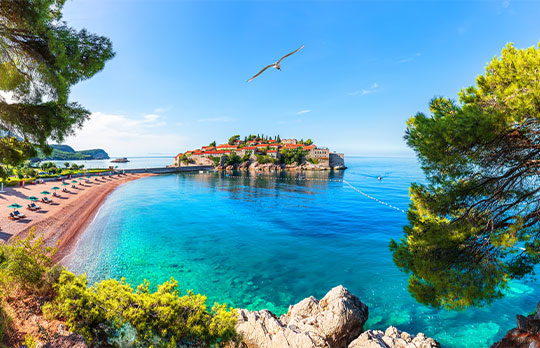 Sveti Stefan Island from the rock