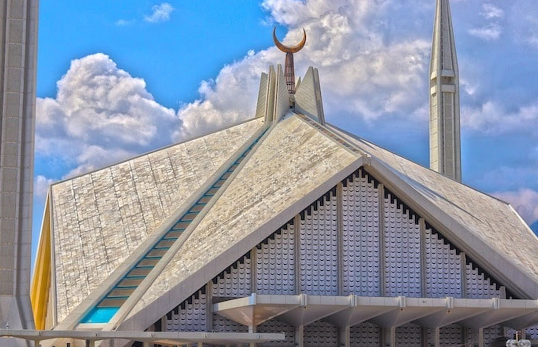 The Faisal Mosque’s interior is ornate