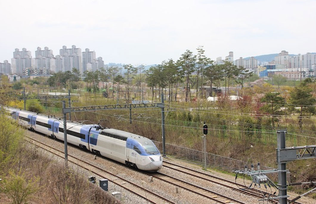 The KTX high-speed train runs in Seoul