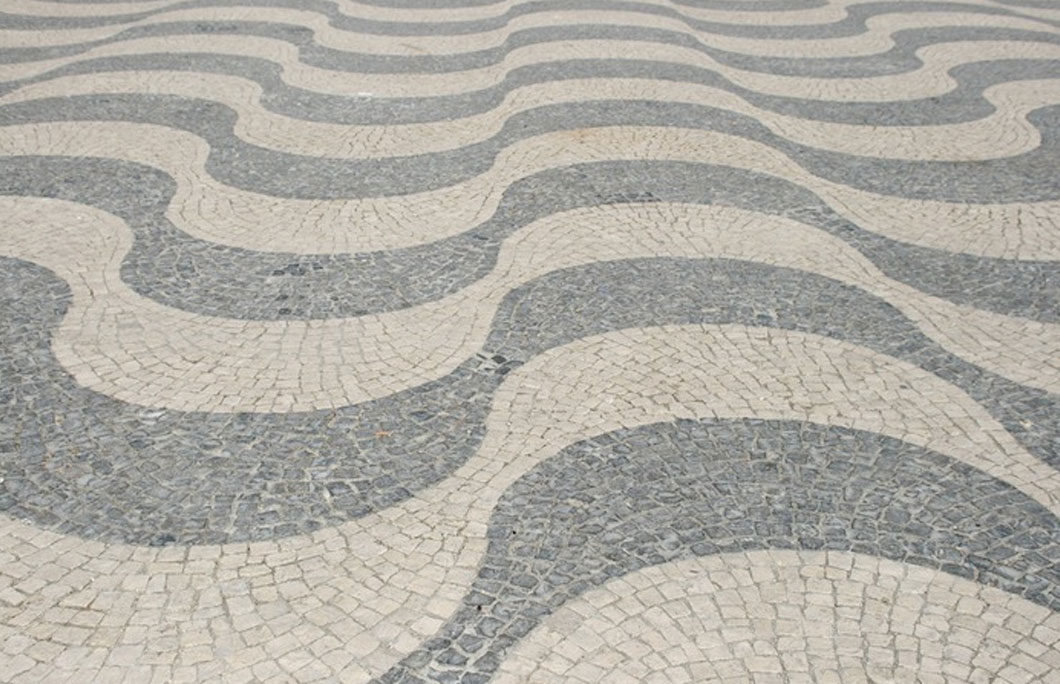 The streets are paved with stone in Lisbon