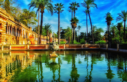 Summer garden view of Alcazar