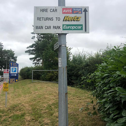 Norwich NWI car hire sign post Norwich NWI car hire sign post
